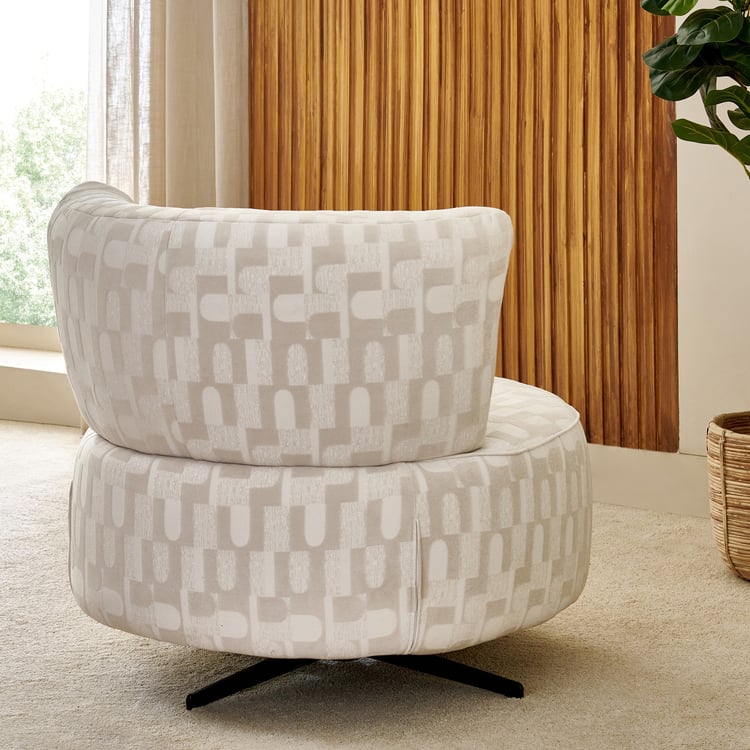 Evon Fabric Swivel Accent Chair with Cushion - Beige