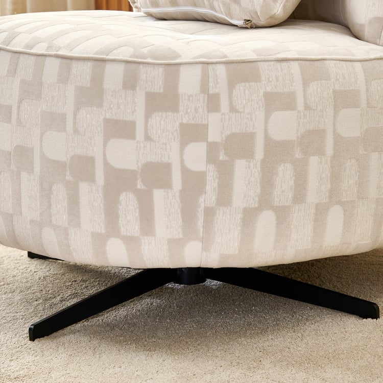 Evon Fabric Swivel Accent Chair with Cushion - Beige