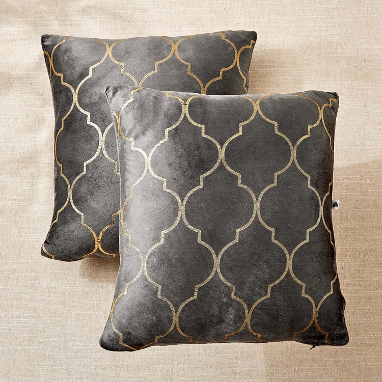 Corsica Dazzle Set of 2 Foil-Printed Cushion Covers - 40x40cm