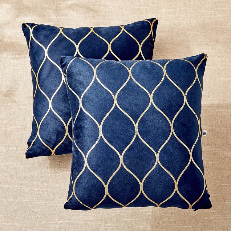 Corsica Dazzle Set of 2 Foil-Printed Cushion Covers - 40x40cm