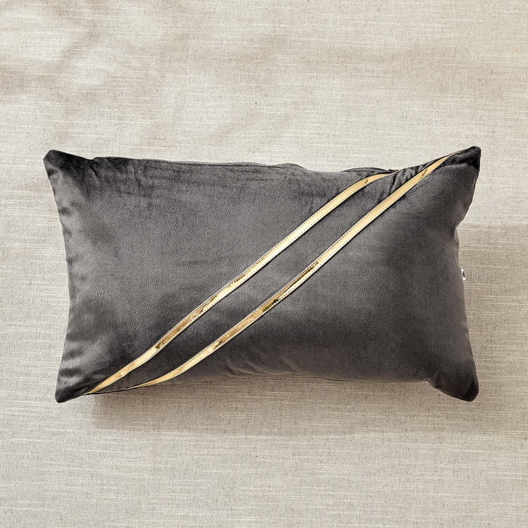 Corsica Gleam Lace Applique Filled Cushion - 50x30cm