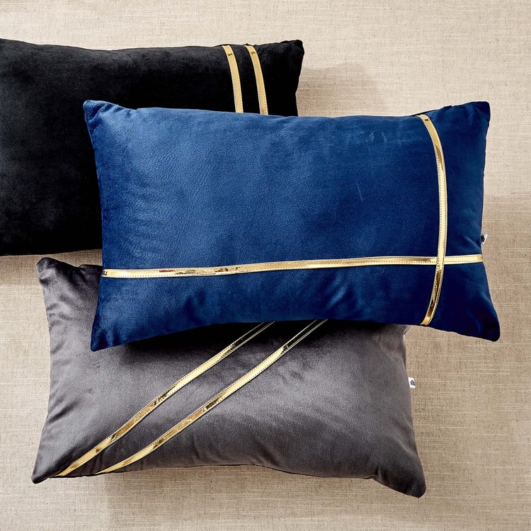 Corsica Gleam Lace Applique Filled Cushion - 50x30cm