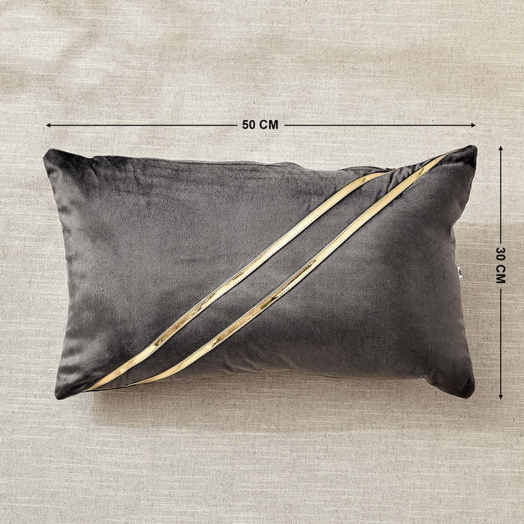 Corsica Gleam Lace Applique Filled Cushion - 50x30cm