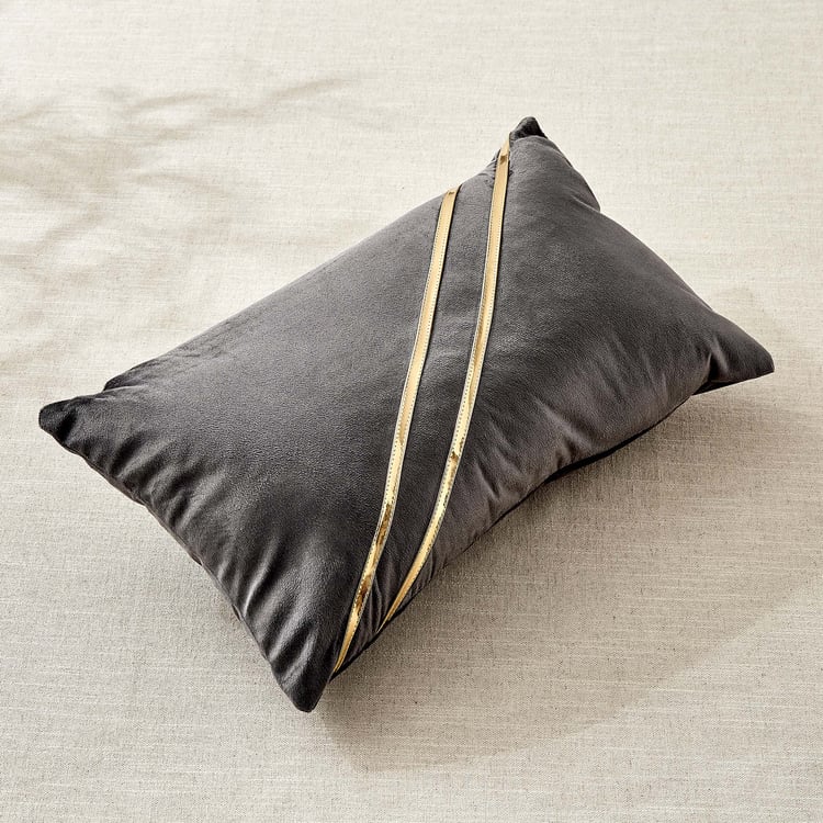 Corsica Gleam Lace Applique Filled Cushion - 50x30cm