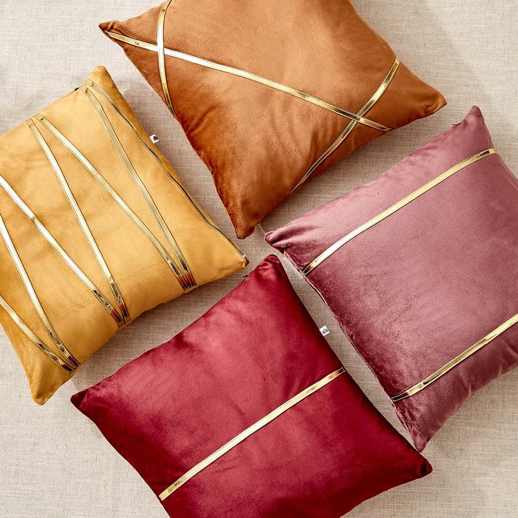 Corsica Gleam Lace Appliqued Filled Cushion - 40x40cm