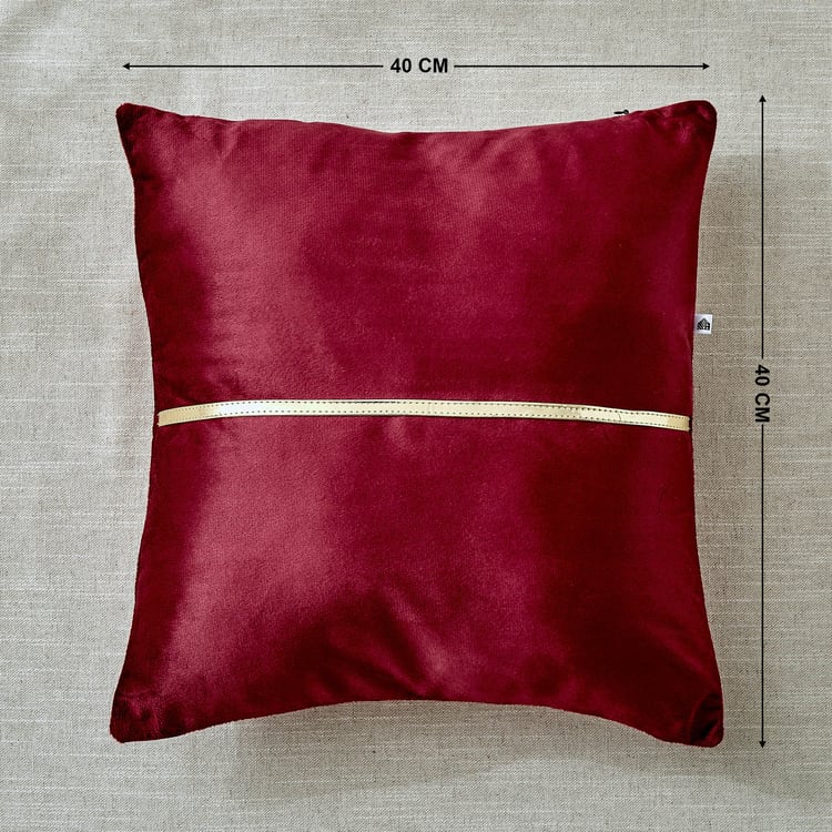 Corsica Gleam Lace Appliqued Filled Cushion - 40x40cm