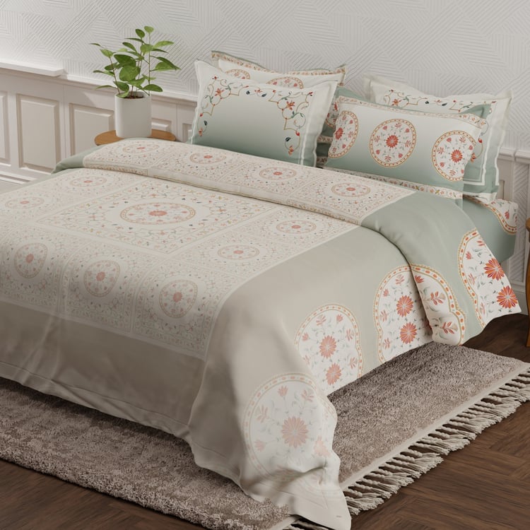 BOUTIQUE LIVING Platinum Pulse Cotton 800TC Ethnic Print 5Pcs Super King Bedsheet Set