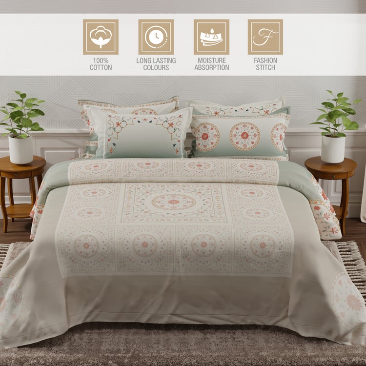 BOUTIQUE LIVING Platinum Pulse Cotton 800TC Ethnic Print 5Pcs Super King Bedsheet Set