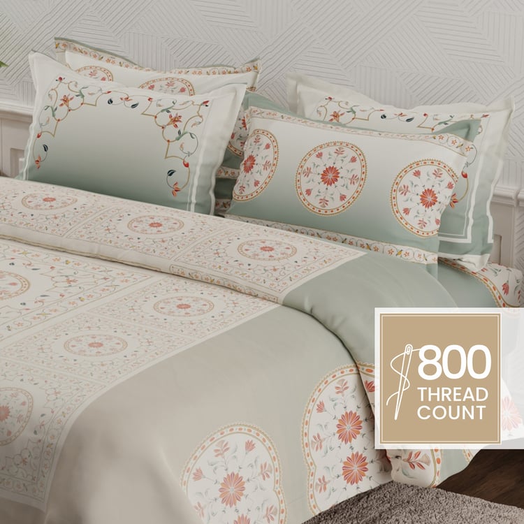 BOUTIQUE LIVING Platinum Pulse Cotton 800TC Ethnic Print 5Pcs Super King Bedsheet Set
