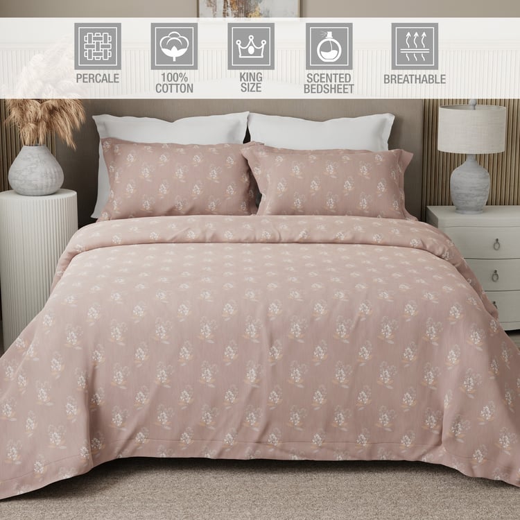 BOUTIQUE LIVING Nature Bouquet Cotton 300TC Floral Print 3Pcs Super King Bedsheet Set