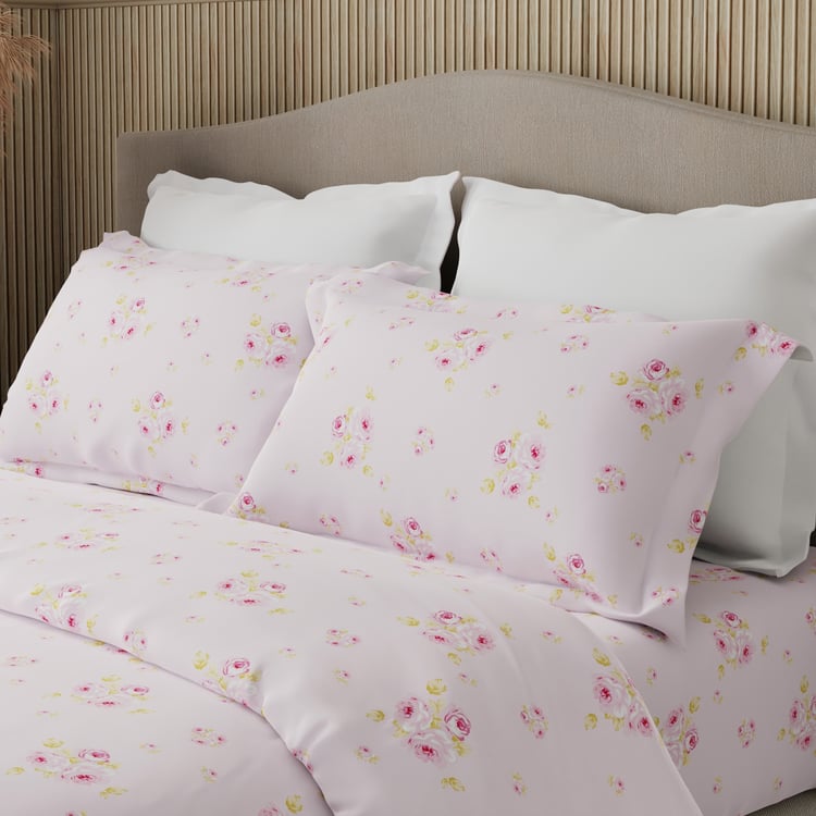 BOUTIQUE LIVING Nature Bouquet Cotton 300TC Floral Print 3Pcs Super King Bedsheet Set