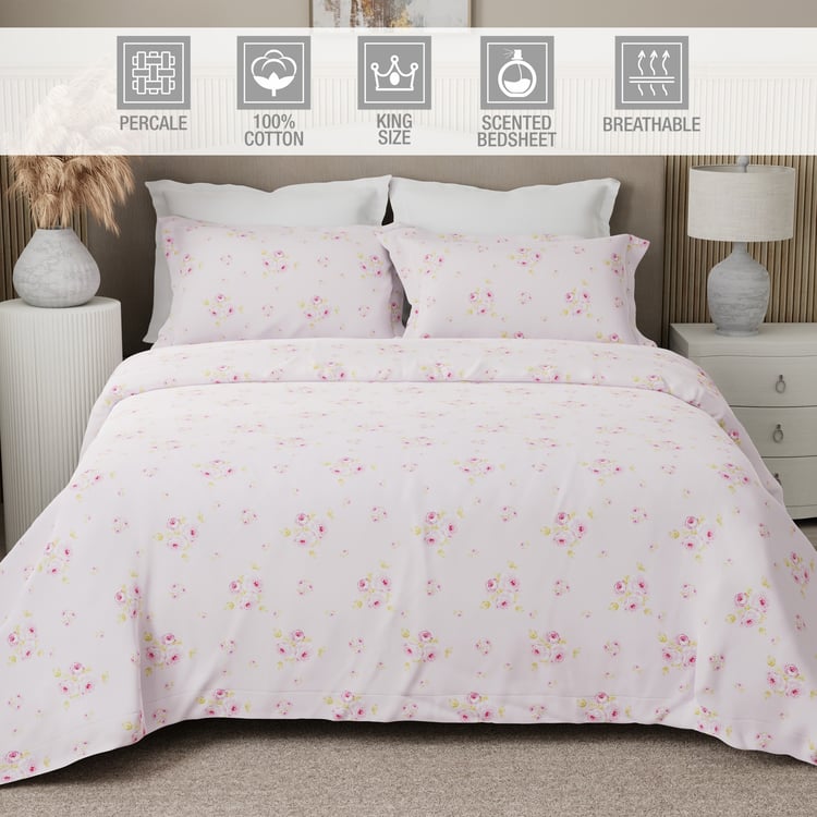 BOUTIQUE LIVING Nature Bouquet Cotton 300TC Floral Print 3Pcs Super King Bedsheet Set