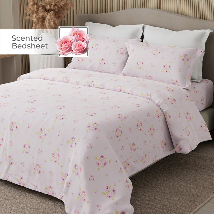 BOUTIQUE LIVING Nature Bouquet Cotton 300TC Floral Print 3Pcs Super King Bedsheet Set