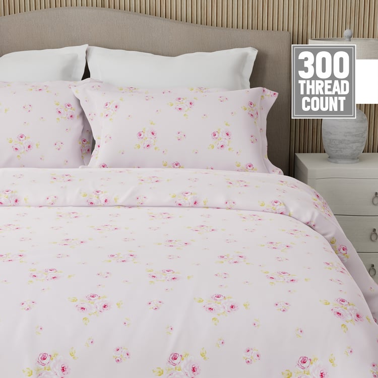 BOUTIQUE LIVING Nature Bouquet Cotton 300TC Floral Print 3Pcs Super King Bedsheet Set