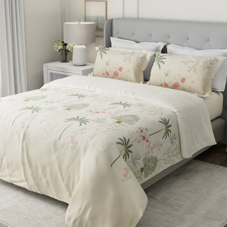 BOUTIQUE LIVING Gardenia Augusta Cotton 300TC Floral Print 3Pcs Super King Bedsheet Set