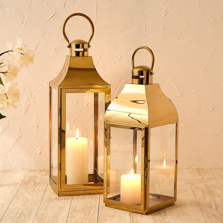 Selena Steel and Glass Lantern - Medium