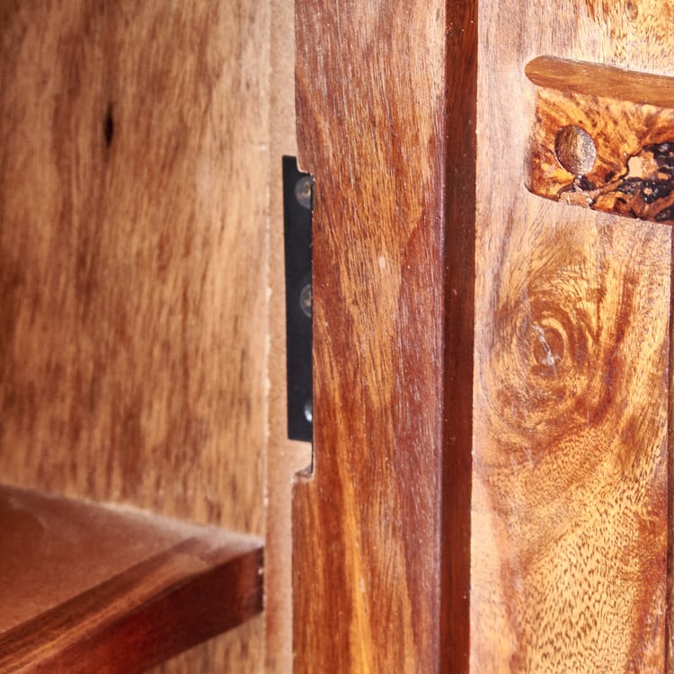 Adana Grand Sheesham Wood 30 Pairs Shoe Cabinet with Cushion Seat and Drawer - Brown