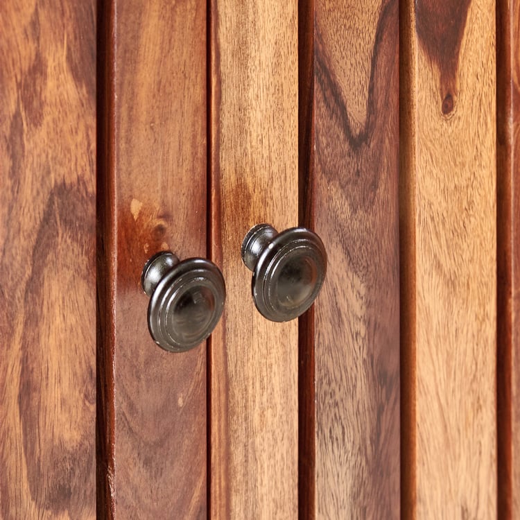 Adana Grand Sheesham Wood 30 Pairs Shoe Cabinet with Cushion Seat and Drawer - Brown