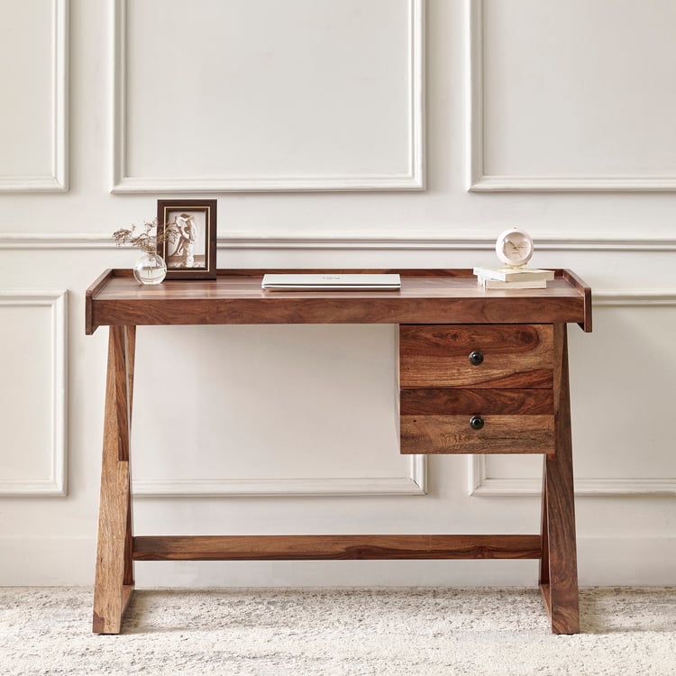 Adana Grand Sheesham Wood Study Desk - Brown