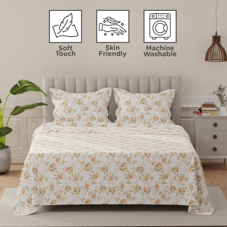 LAYERS Lumina Floret Cotton 140TC Floral Print 3Pcs Super King Bedsheet Set