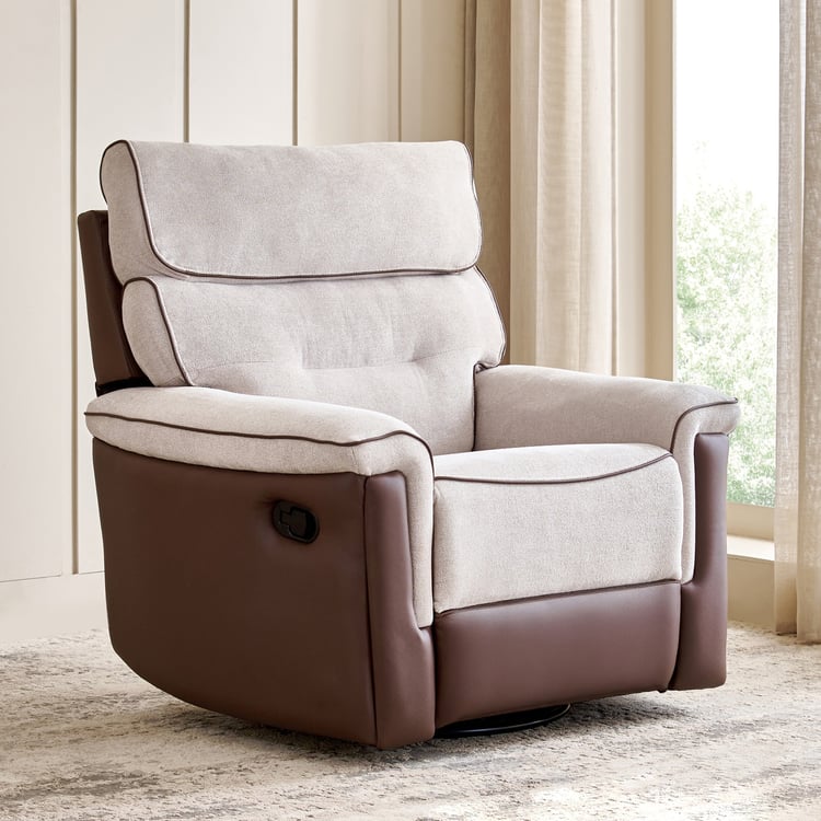 Albert Fabric 1-Seater Swivel Recliner - Brown