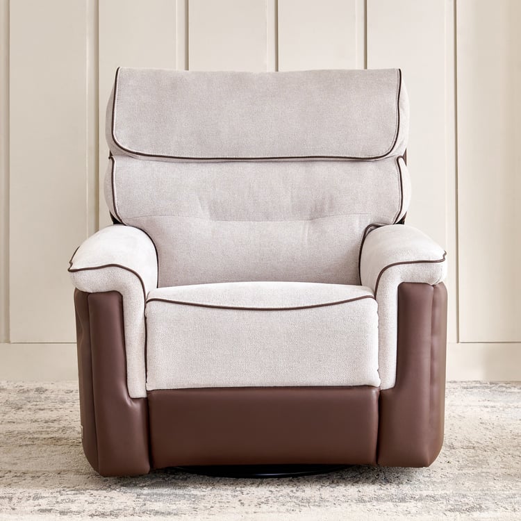 Albert Fabric 1-Seater Swivel Recliner - Brown