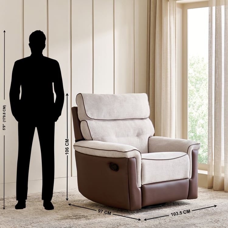 Albert Fabric 1-Seater Swivel Recliner - Brown