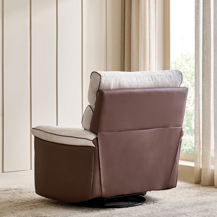 Albert Fabric 1-Seater Swivel Recliner - Brown