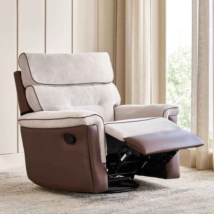 Albert Fabric 1-Seater Swivel Recliner - Brown