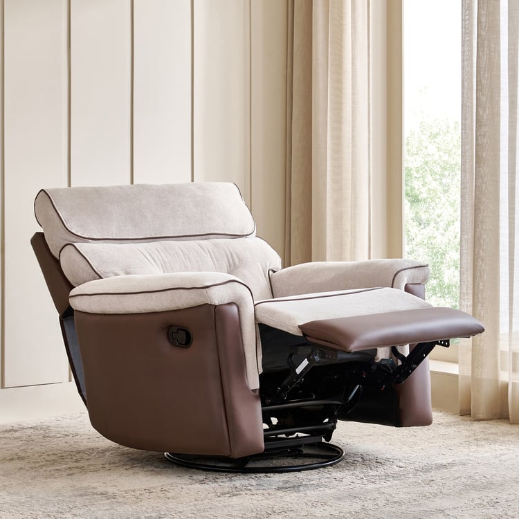 Albert Fabric 1-Seater Swivel Recliner - Brown