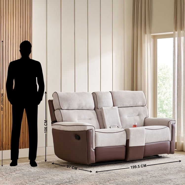 Albert Fabric 2-Seater Rocking Recliner - Brown