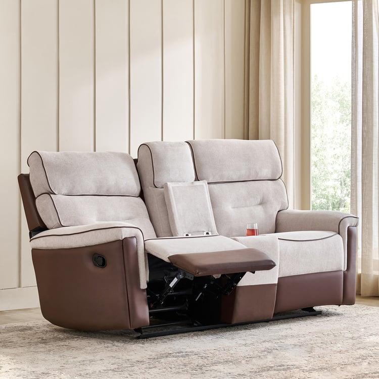 Albert Fabric 2-Seater Rocking Recliner - Brown
