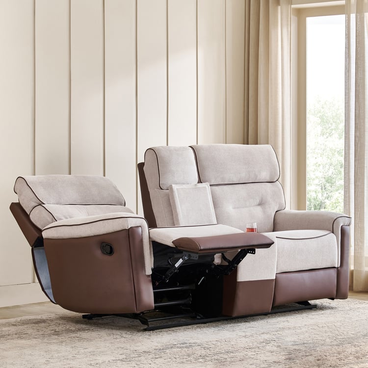 Albert Fabric 2-Seater Rocking Recliner - Brown
