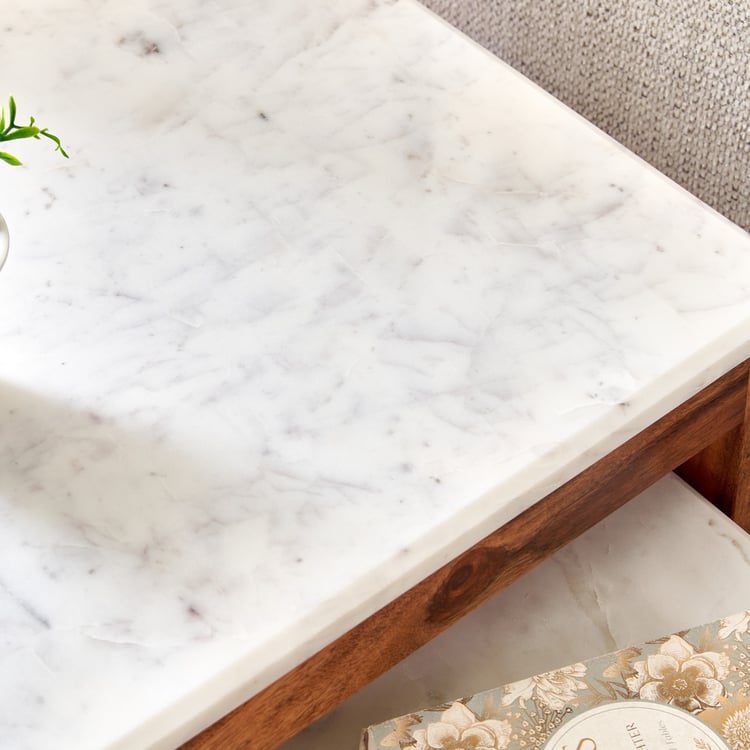 Adana Grand Marble Top Nest of 2 Tables - Honey