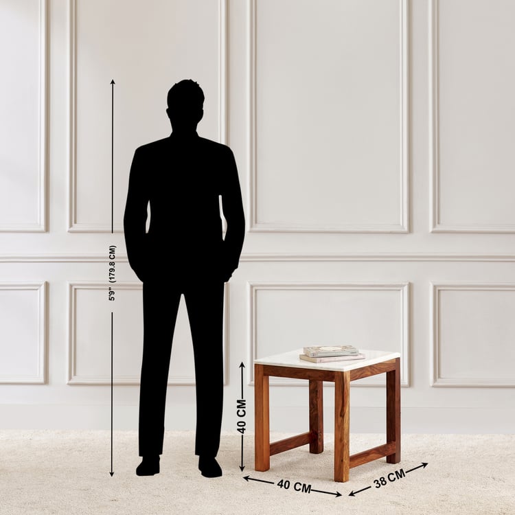 Adana Grand Marble Top Nest of 2 Tables - Honey