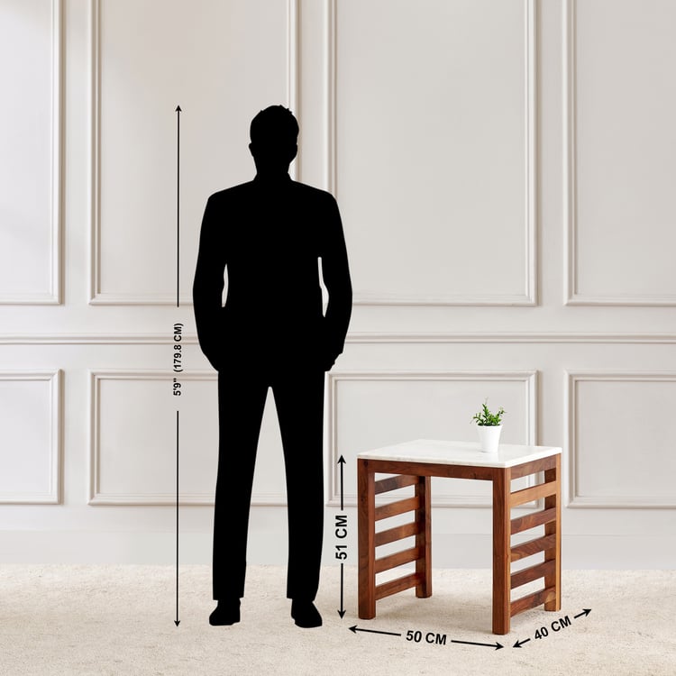 Adana Grand Marble Top Nest of 2 Tables - Honey