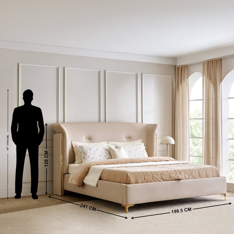 Modern Radiance Pulse King Bed with Hydraulic Storage - Ivory