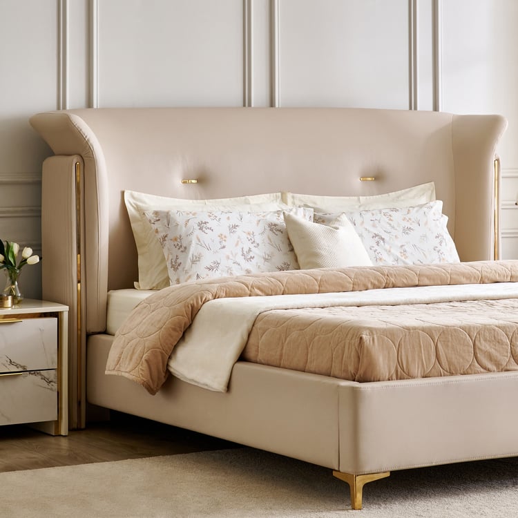 Modern Radiance Pulse King Bed with Hydraulic Storage - Ivory