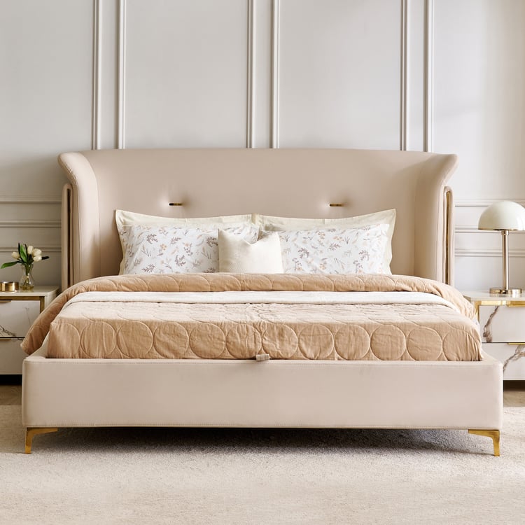 Modern Radiance Pulse Queen Bed with Hydraulic Storage - Ivory