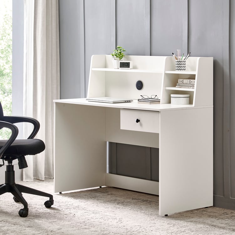 Helios Madison Study Desk with Hutch and Drawer - White