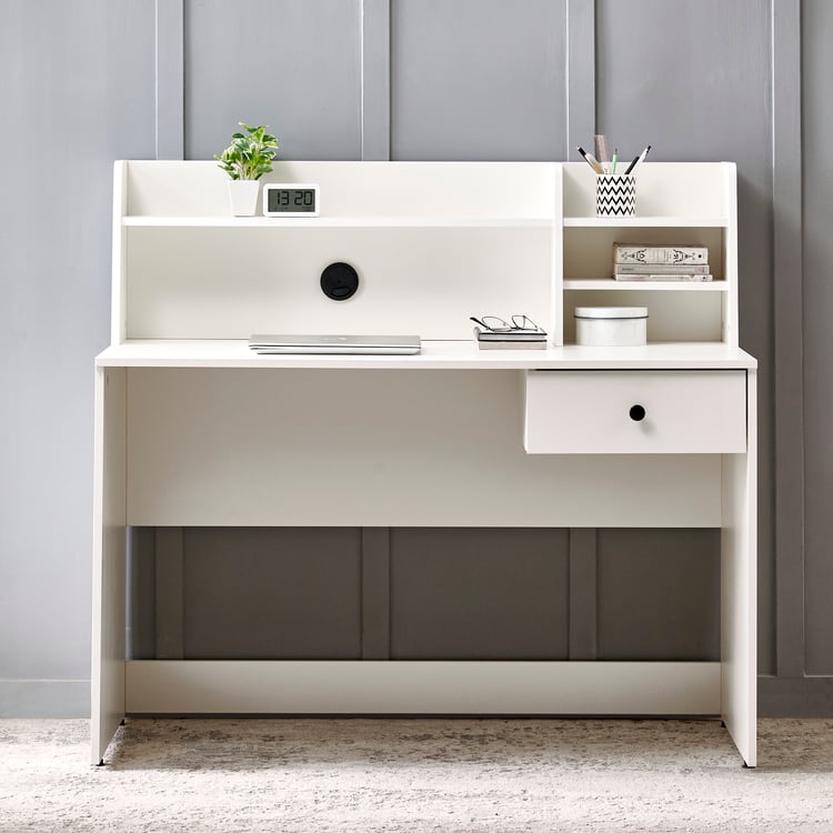 Helios Madison Study Desk with Hutch and Drawer - White