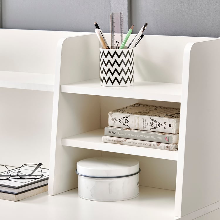 Helios Madison Study Desk with Hutch and Drawer - White