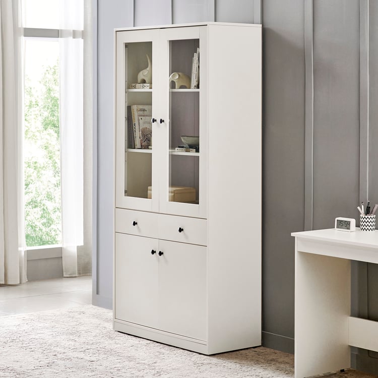 Helios Madison 4-Door Book Cabinet with Drawers - White