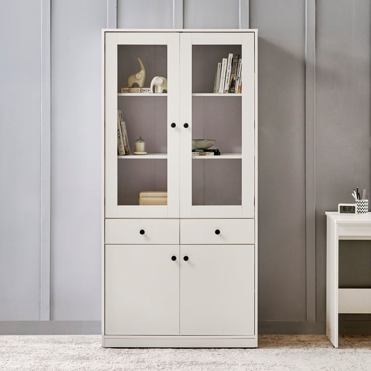 Helios Madison 4-Door Book Cabinet with Drawers - White
