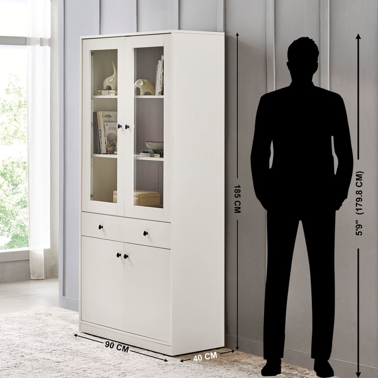 Helios Madison 4-Door Book Cabinet with Drawers - White