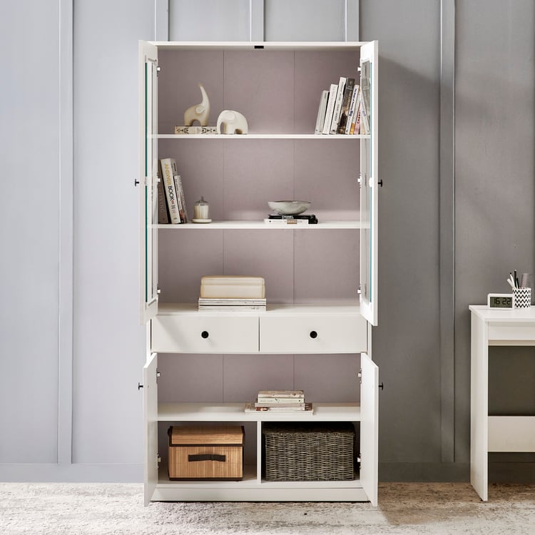 Helios Madison 4-Door Book Cabinet with Drawers - White