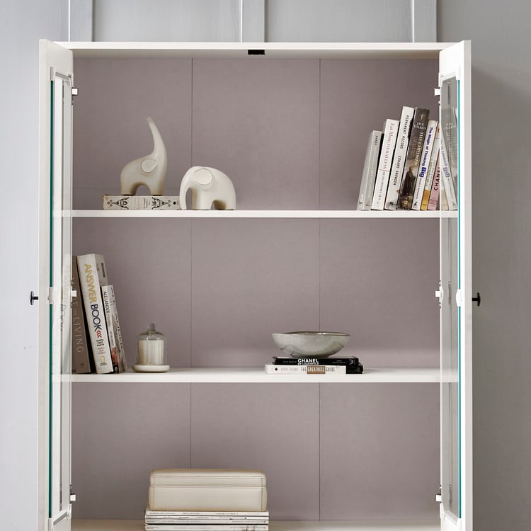 Helios Madison 4-Door Book Cabinet with Drawers - White