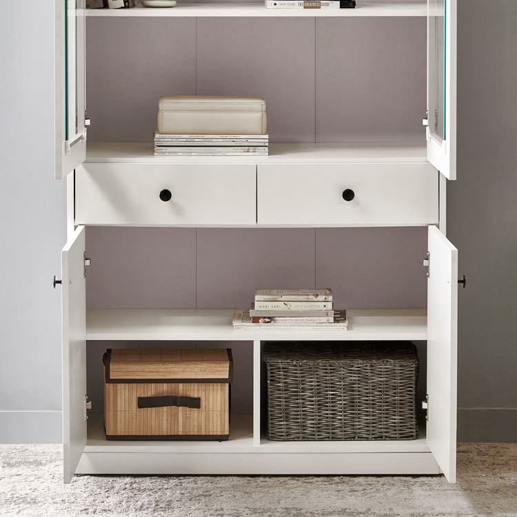 Helios Madison 4-Door Book Cabinet with Drawers - White