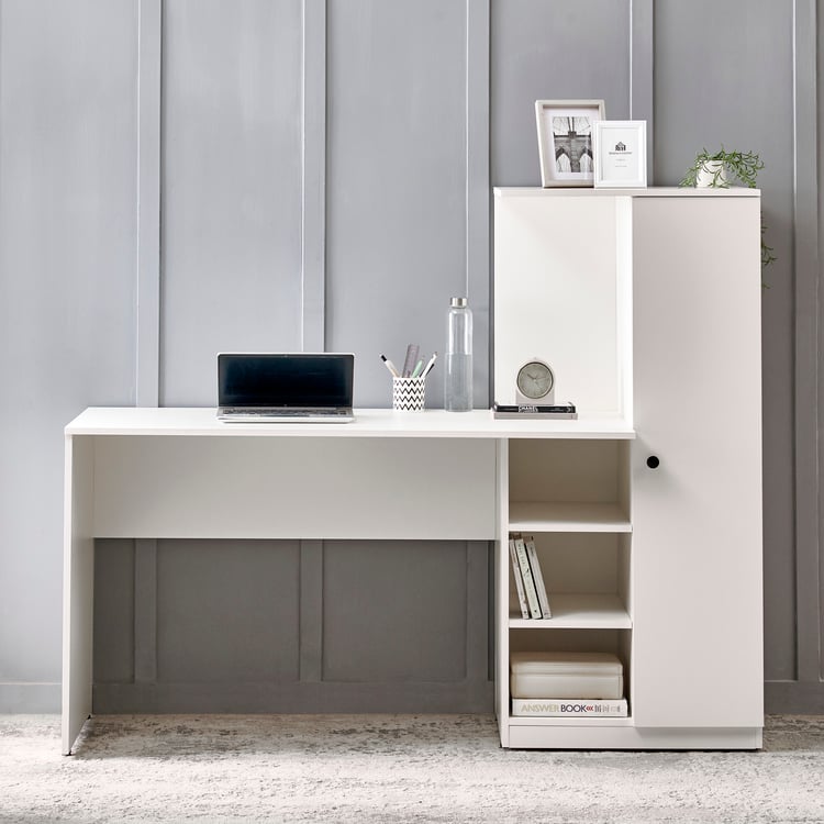 Helios Madison Study Desk with Cabinet - White