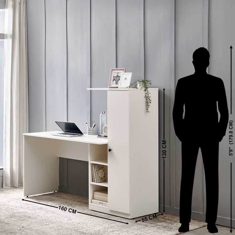 Helios Madison Study Desk with Cabinet - White